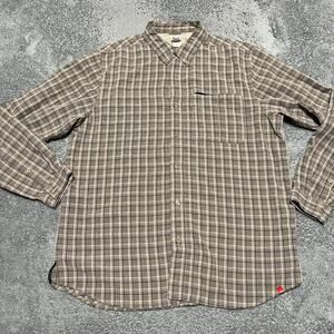The North Face Shirt Mens XL Plaid Long Sleeve Outdoor Button Tan